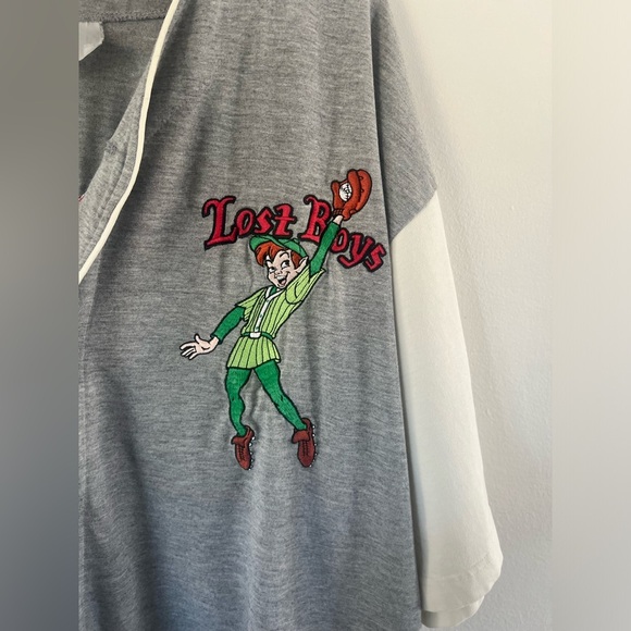Disney Store Rare Vintage 90s Peter Pan Lost Boys Embroidered Baseball Shirt - Picture 6 of 15